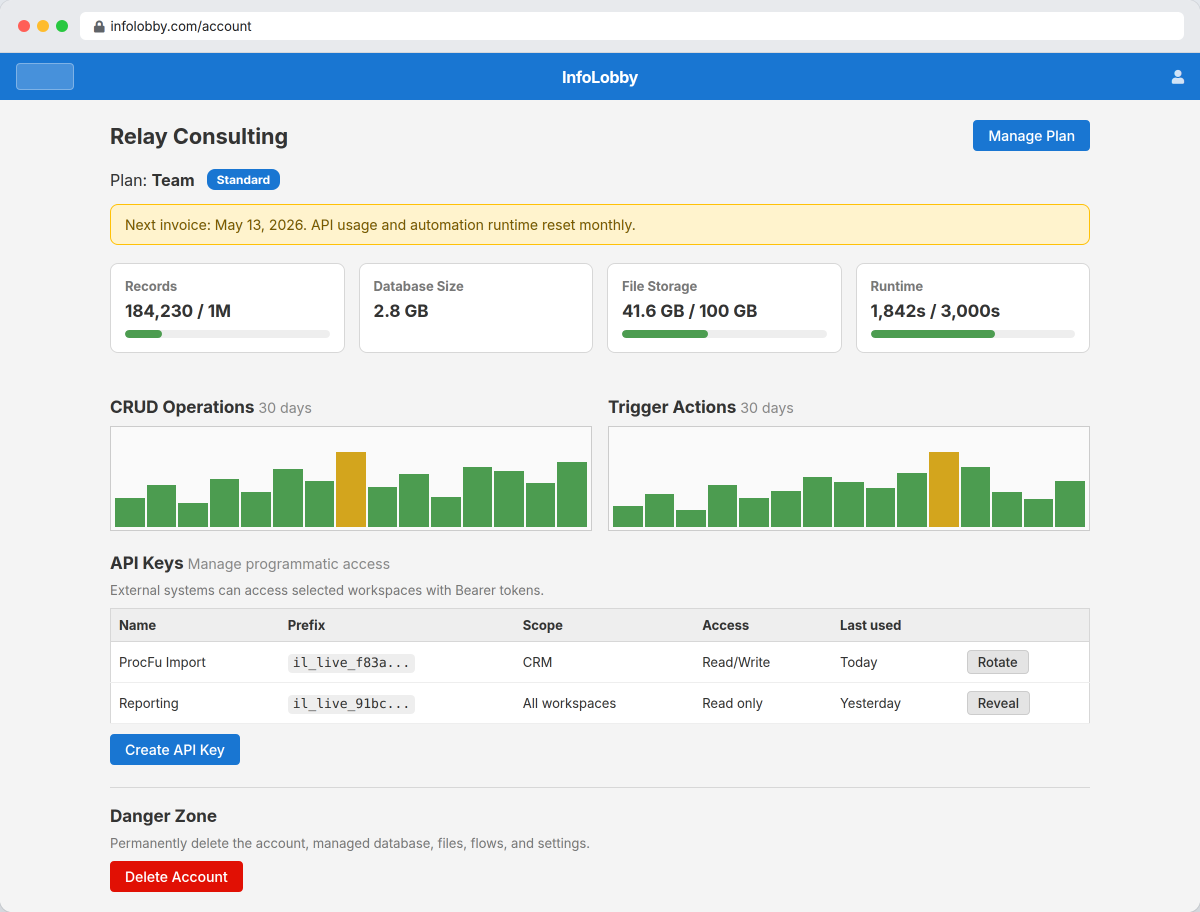 Account and billing